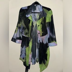 Sheer Printed Button Up